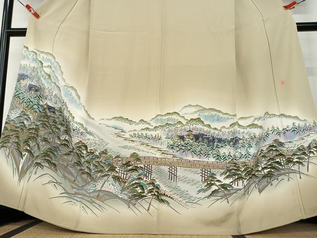平和屋着物○本加賀友禅作家 村田幸司 色留袖 風景草花文 正絹