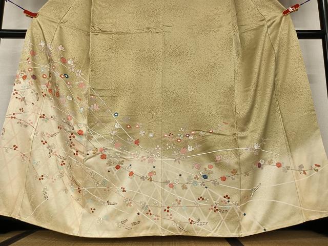 平和屋着物○訪問着 駒刺繍 花籬文 橘 暈し染め 金彩