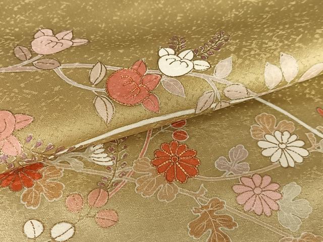 平和屋着物○訪問着 駒刺繍 花籬文 橘 暈し染め 金彩