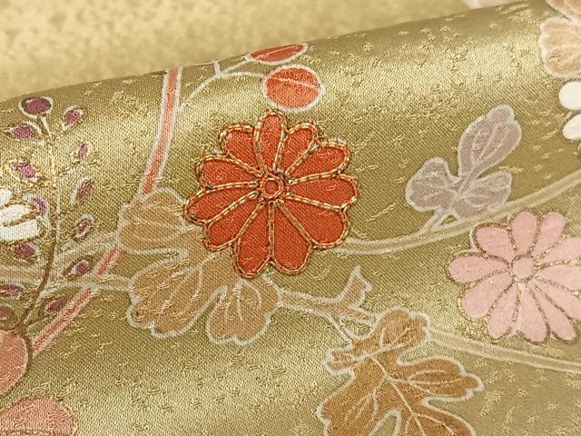 平和屋着物○訪問着 駒刺繍 花籬文 橘 暈し染め 金彩