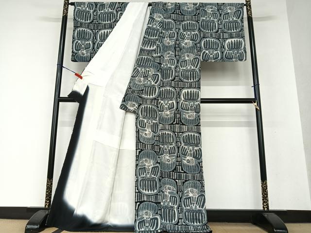 平和屋着物○上質な小紋 総ろうけつ染 鳥 鬼しぼ縮緬 ロング