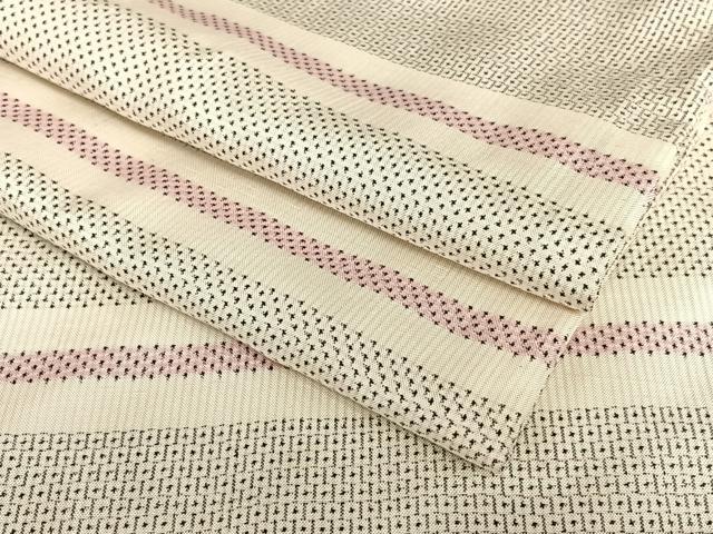 平和屋着物●本場大島紬　白大島　100亀甲　横段文　正絹　逸品　AAAX0737zg