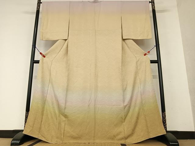 平和屋着物●訪問着　草木地紋　暈し染め　正絹　逸品　AAAX0768zg