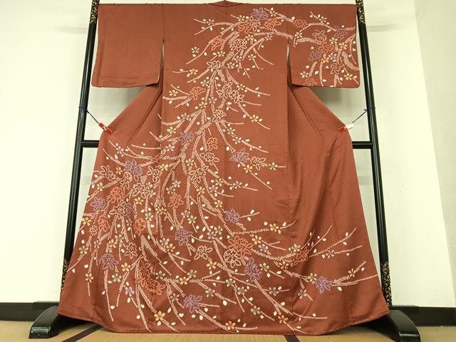 平和屋着物●訪問着　絞り　枝花文　金彩　正絹　逸品　未使用　AAAX0773zg