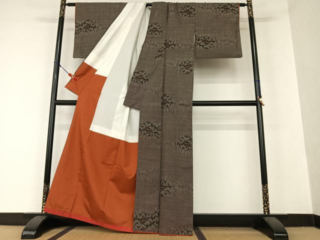 平和屋着物○本場大島紬 一元絣 風景文 正絹 逸品 未使用 AAAX0280np