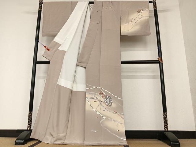 平和屋着物○訪問着 雪輪重ね花文 暈し染め 金彩 正絹 逸品 AAAX0775zg