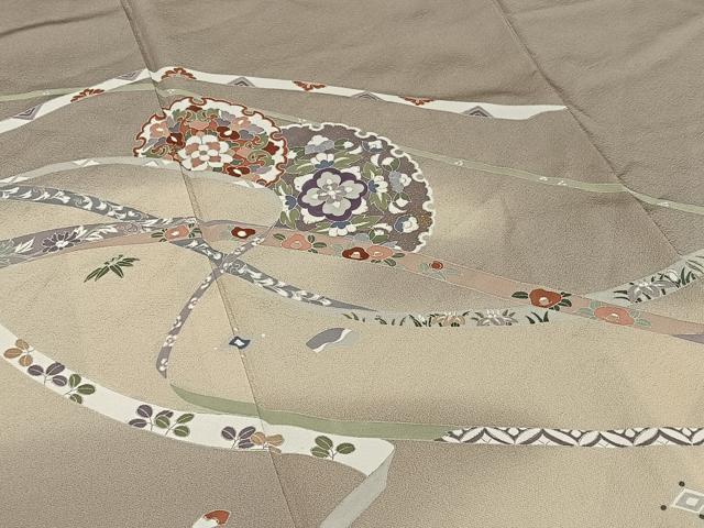 平和屋着物○訪問着 雪輪重ね花文 暈し染め 金彩 正絹 逸品 AAAX0775zg