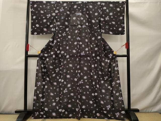 平和屋着物＊夏物　小紋　紗　草花文　洗える着物　CABB2364ze 平和屋着物＊夏物 小紋 紗 草花文 洗える着物 AAAZ3262npの通販はau