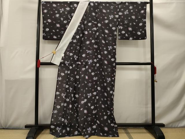 平和屋着物＊夏物　小紋　紗　草花文　洗える着物　AABH3263jd 平和屋着物＊夏物 小紋 紗 草花文 洗える着物 AABH3263jd - メルカリ