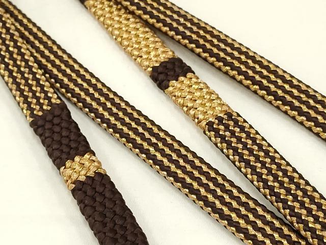 平和屋着物●和装小物　上質な帯締め　平田紐　紐一條　内記翌檜組　金糸　扇面房　逸品　AAAX2982ay 平和屋着物○和装小物 上質な帯締め 平田紐 紐一條 内記翌