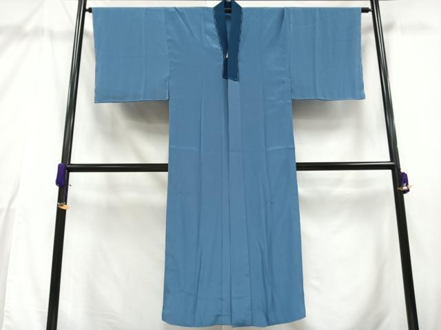 平和屋着物●男性　長襦袢　無双仕立て　虎竹文　青藤色　金銀彩　正絹　逸品　未使用　AAAX6390mf