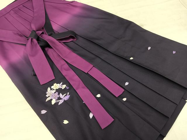 平和屋着物●女性　行灯袴　刺繍　舞花文　暈し染め　金彩　卒業式　洗える着物　AAAX6415mf