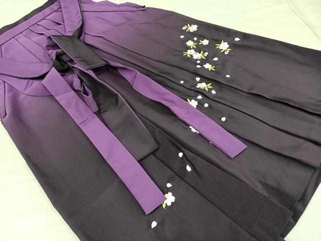 平和屋着物●女性　行灯袴　刺繍　草花文　暈し染め　金糸　卒業式　洗える着物　AAAX6416mf