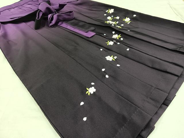 平和屋着物●女性　行灯袴　刺繍　草花文　暈し染め　金糸　卒業式　洗える着物　AAAX6419mf