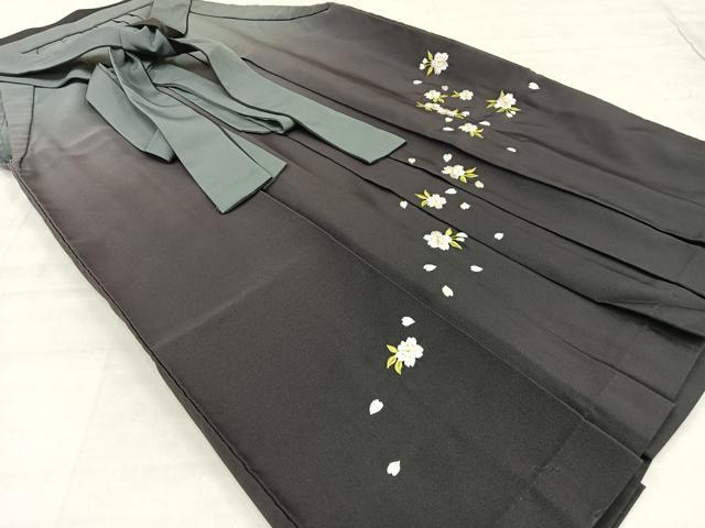 平和屋着物●女性　行灯袴　刺繍　草花文　暈し染め　金糸　卒業式　洗える着物　AAAX6421mf