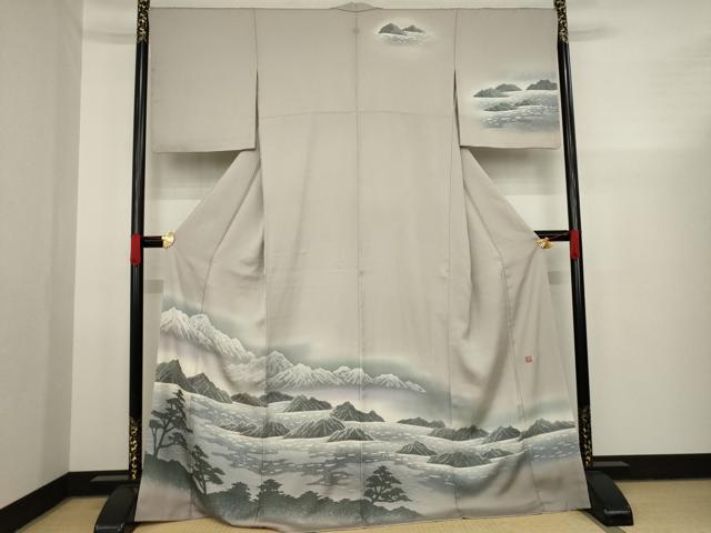 平和屋着物●訪問着　作家物　上田耕三　風景文　暈し染め　正絹　逸品　AAAX6951ck