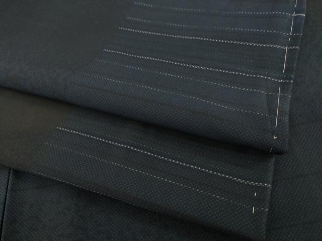 平和屋着物●小紋　横段市松文　洗える着物　AAAX6960ck