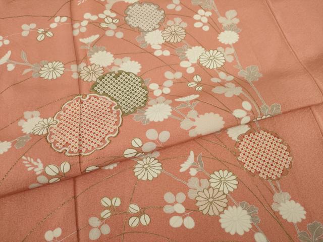 平和屋着物○訪問着 駒刺繍 雪輪花文 金彩 正絹 逸品 AAAX6963ck