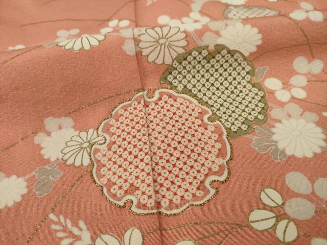平和屋着物○訪問着 駒刺繍 雪輪花文 金彩 正絹 逸品 AAAX6963ck