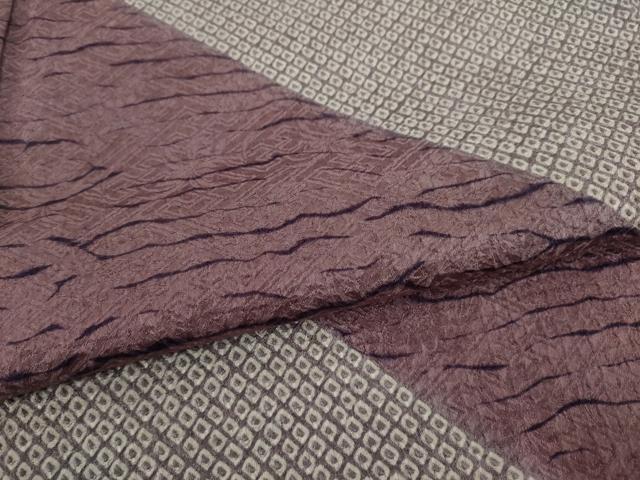 平和屋着物○訪問着 総絞り 斜縞 三越扱い 正絹 逸品 AAAX6964ck