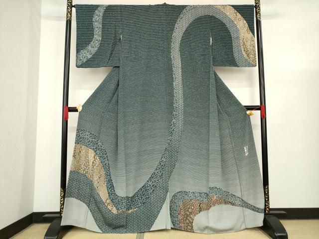 平和屋着物●二代目更甚　江戸更紗　東京染伝統工芸士　金田昇　訪問着　更紗花文　正絹　逸品　AAAX6966ck