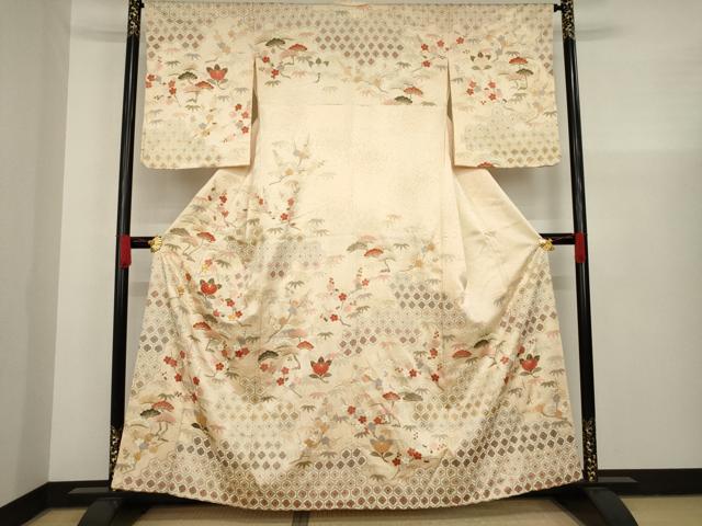 平和屋着物●訪問着　駒刺繍　吉祥花文　金彩　正絹　逸品　AAAX6971ck