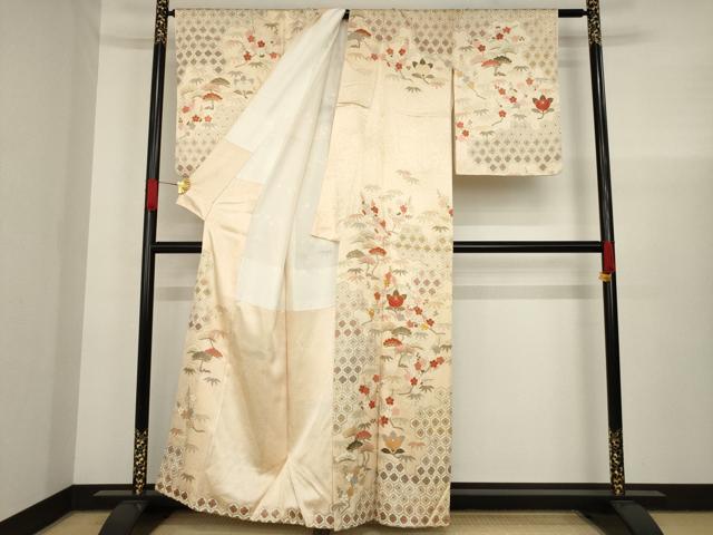 平和屋着物○訪問着 駒刺繍 吉祥花文 金彩 正絹 逸品 AAAX6971ck