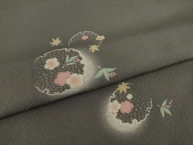 平和屋着物○上質な小紋 雪輪花文 三越扱い 正絹 逸品 AAAX6972ck 大島紬