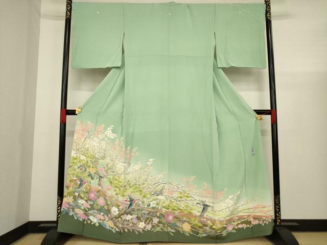 平和屋着物●本加賀友禅作家　百貫華峰　色留袖　花鳥文　暈し染め　正絹　逸品　AAAX6976ck