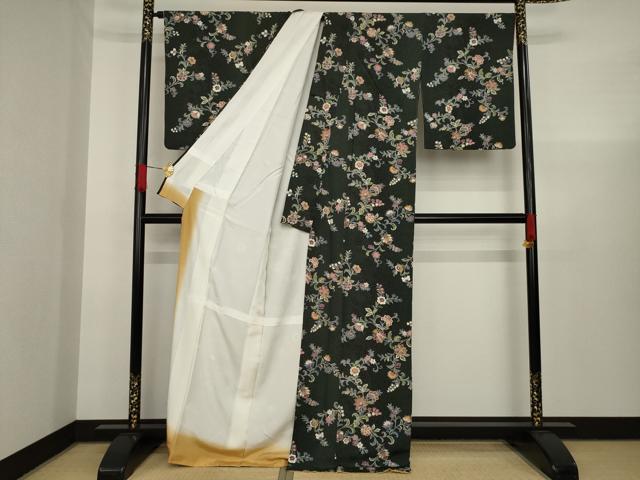 平和屋着物○上質な小紋 越後絵織 琉球絣文様 反端付き