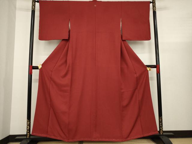 平和屋着物○上質な色無地 葡萄茶色 正絹 逸品 AAAX6994ck