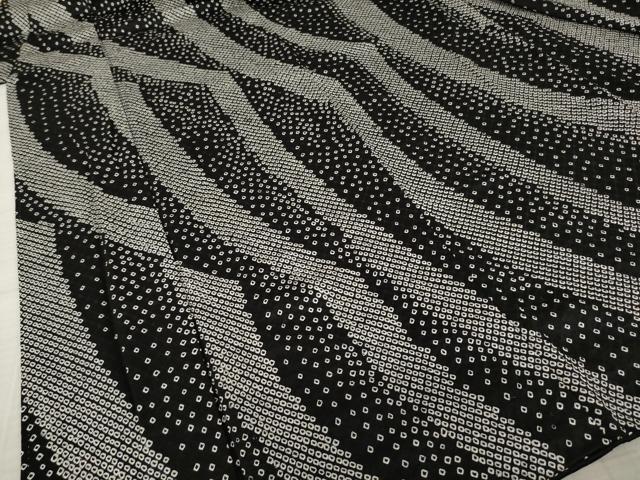 平和屋着物○訪問着 絞り 黒地 正絹 逸品 AAAX6996ck