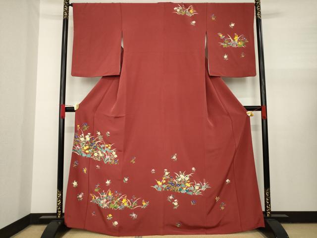 平和屋着物●訪問着　草花文　正絹　逸品　AAAX8322ck