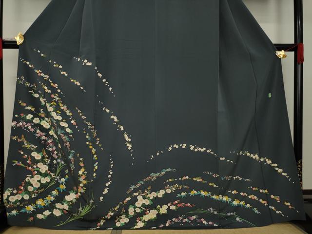 平和屋着物○本加賀友禅作家 窪田裕兆 訪問着 刺繍 草花文