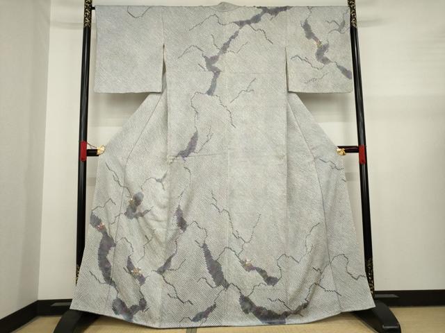 平和屋着物●訪問着　総絞り　刺繍　草花文　正絹　逸品　AAAX8338ck