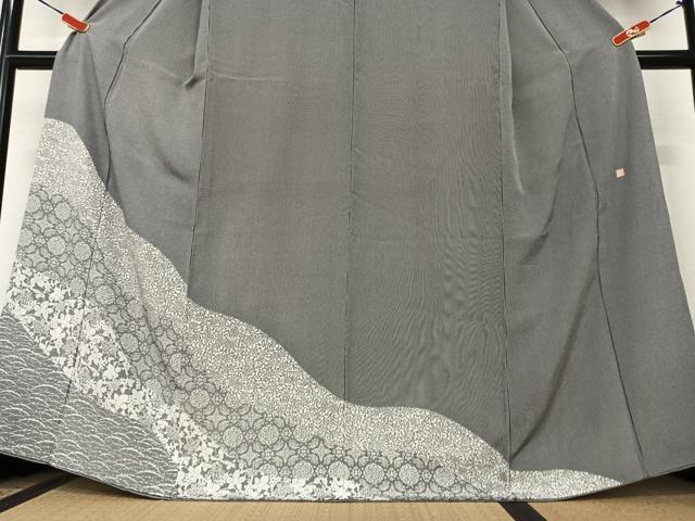 平和屋着物○今井喜三郎 江戸小紋 訪問着 万筋 白×黒 道長花文 正絹