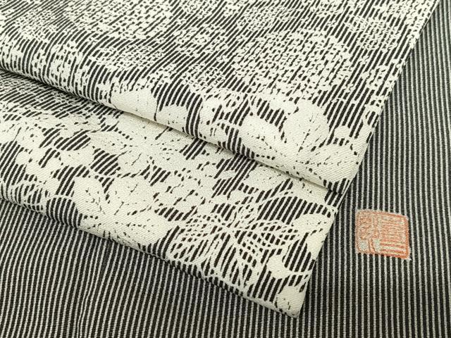 平和屋着物○今井喜三郎 江戸小紋 訪問着 万筋 白×黒 道長花文 正絹