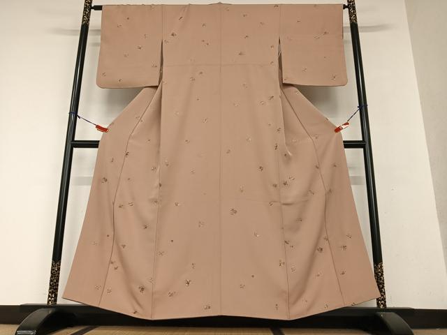 平和屋着物●上質な小紋　蘇州刺繍　草花文　金糸　丹後ちりめん　ますいわ屋扱い　反端付き　正絹　逸品　AAAY0013zg 平和屋着物○上質な小紋 蘇州刺繍 草花文 金糸 丹後ちりめん ますいわ