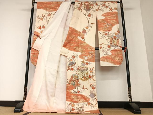 平和屋本店■極上　訪問着　駒刺繍　吹寄せ花文　暈し染め　金彩　逸品　未使用　DZAA5976kh5 平和屋本店□極上 訪問着 駒刺繍 吹寄せ花文 暈し染め 金彩