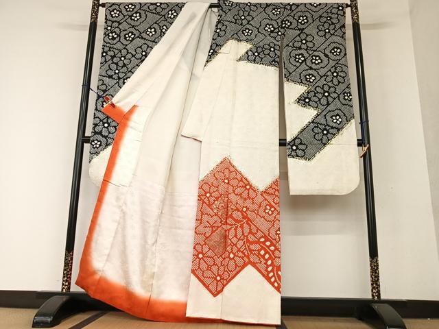 平和屋着物○豪華振袖 駒刺繍 絞り 花菱文 金彩 正絹 逸品 AAAY0027zg