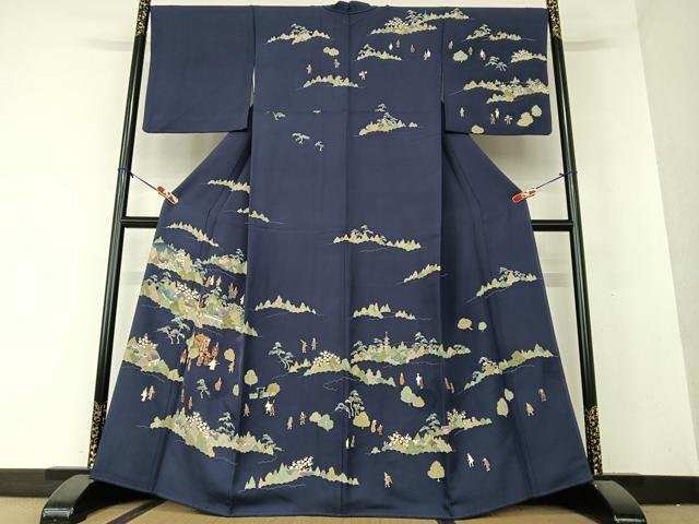 平和屋着物●訪問着　友禅　人物風景文　正絹　逸品　AAAY0028zg