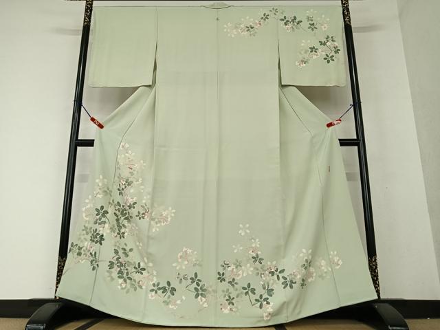 平和屋着物●本加賀友禅作家　東藤岳　訪問着　枝花文　正絹　逸品　AAAY0029zg