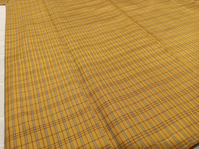 平和屋着物●本場黄八丈　平織　格子　正絹　逸品　AAAY0038zg