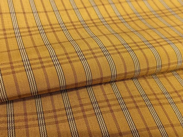 平和屋着物●本場黄八丈　平織　格子　正絹　逸品　AAAY0038zg