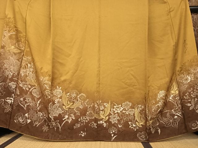 平和屋着物○染色作家 斉藤三才 振袖 寿光織 三才鳥 暈し染め