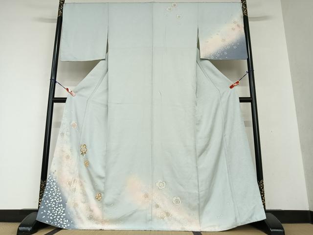 平和屋着物●訪問着　駒刺繍　舞桜　暈し染め　金彩　正絹　逸品　AAAY0062zg