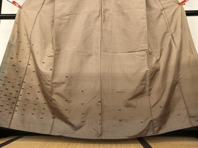 平和屋着物●京の名門じゅらく謹製　柿渋染　本場染大島紬　訪問着　刺繍　丸文　暈し染め　金糸　正絹　逸品　AAAY0073zg 平和屋着物○京の名門じゅらく謹製 柿渋染 本場染大島紬 訪問着