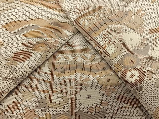 平和屋着物●本場村山大島紬　風景草花文　正絹　逸品　AAAY0081zg