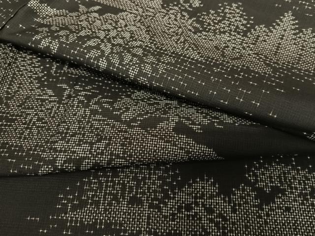 平和屋着物●本場大島紬　泥染め　カタス７マルキ　草花文　正絹　逸品　AAAY0082zg