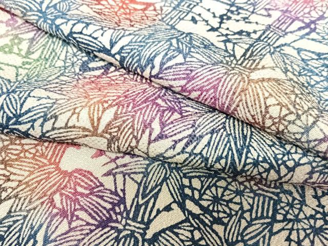 平和屋着物●上質な小紋　型染め　笹竹花文　正絹　逸品　未使用　AAAY0096vzg